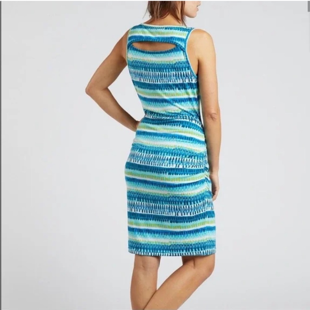 Title Nine Breeze Ruched Dress In Dabs Of Color Small Sleeveless Athleisure Gym